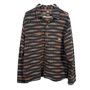 Dickies Multicolor Striped Button-Up Shirt Jacket Long Sleeve Casual Workwear M